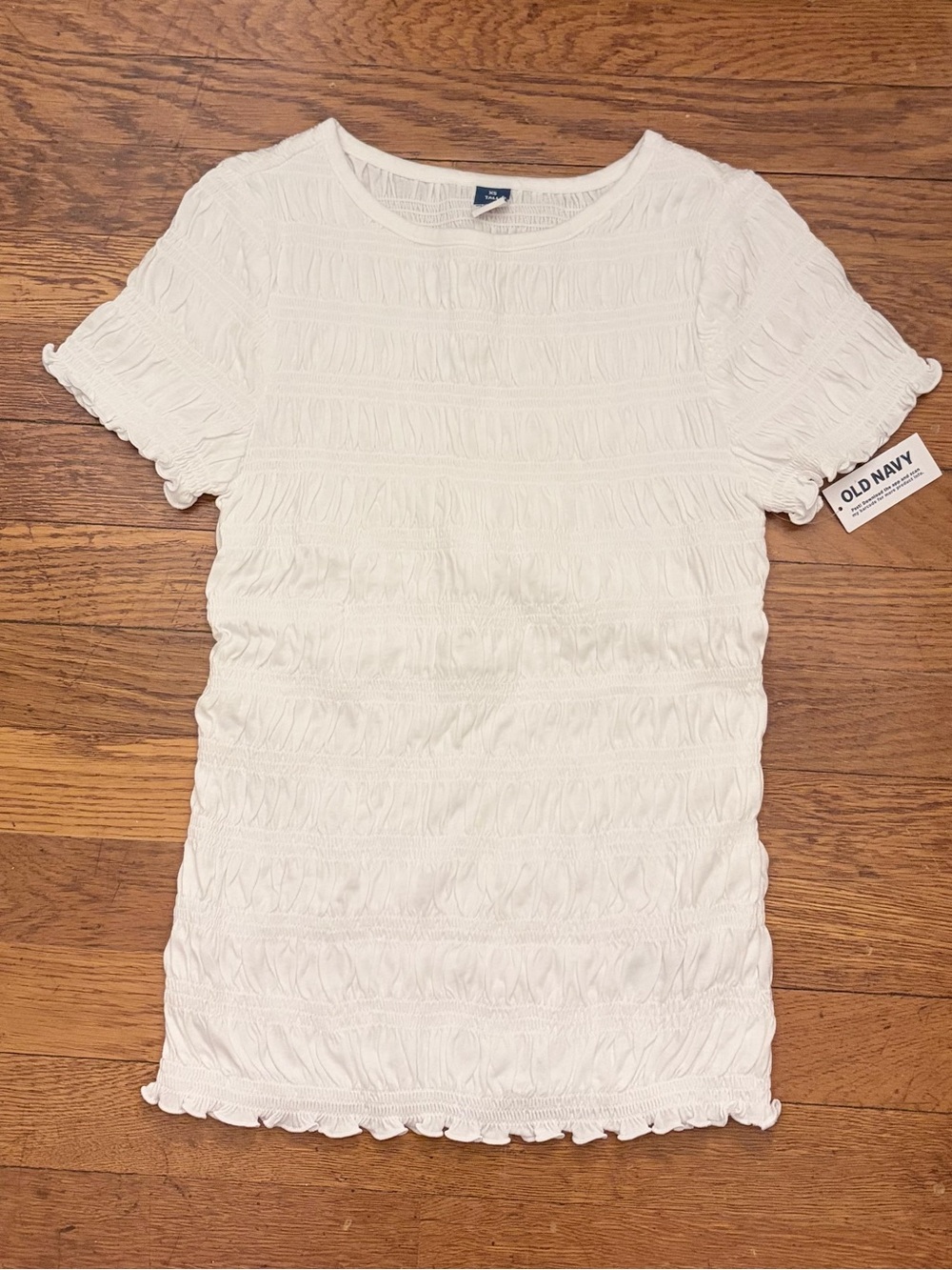 Old Navy White Short-Sleeve Smocked Tee